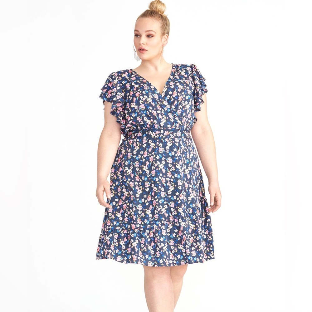 RACHEL Rachel Roy Blue Floral Knee Length Dress